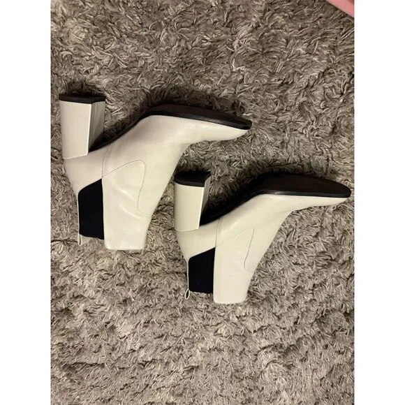 Via Spiga Women's Delaney White Leather Ankle Booties High Heel 8M