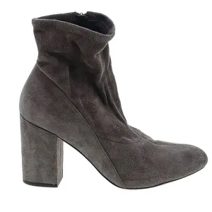 Via Spiga Women's Gray Leather Suede High Block Heel Ankle Boots Size 7.5