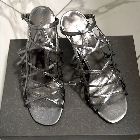Via Spiga Women's Steel metal Strappy Heels
