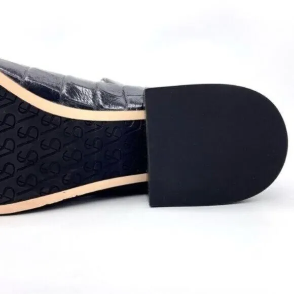 Via Spiga Women's Baudelaire Loafer Black Embossed Leather New