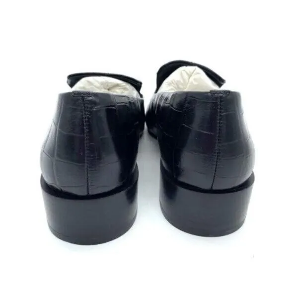 Via Spiga Women's Baudelaire Loafer Black Embossed Leather New