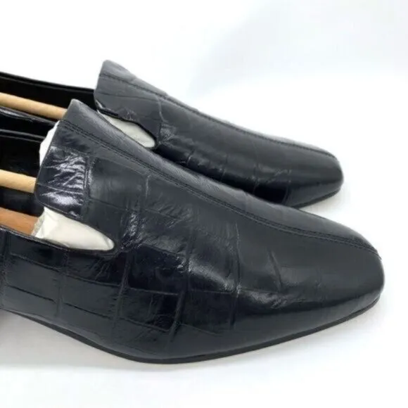 Via Spiga Women's Baudelaire Loafer Black Embossed Leather New