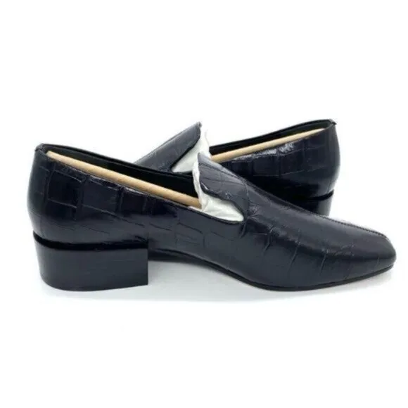 Via Spiga Women's Baudelaire Loafer Black Embossed Leather New