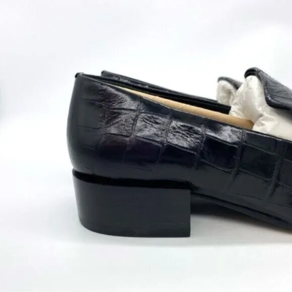 Via Spiga Women's Baudelaire Loafer Black Embossed Leather New