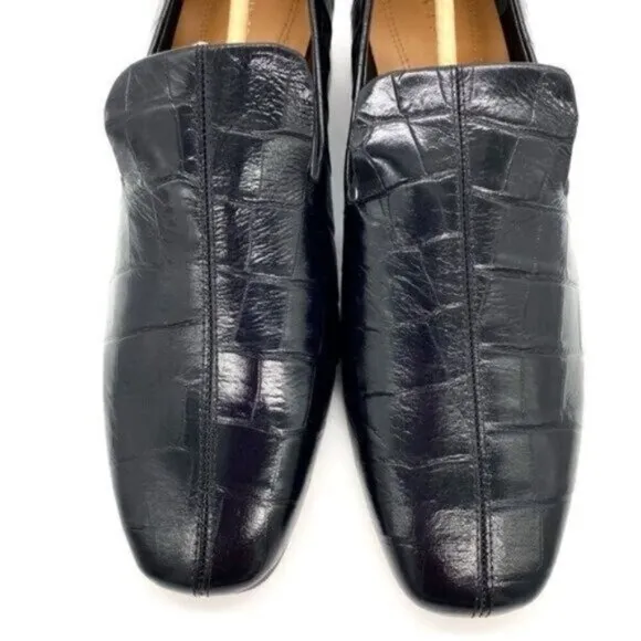 Via Spiga Women's Baudelaire Loafer Black Embossed Leather New