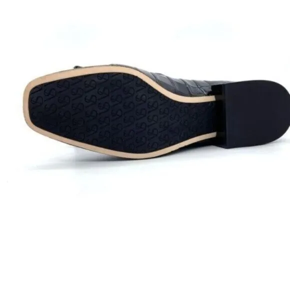 Via Spiga Women's Baudelaire Loafer Black Embossed Leather New