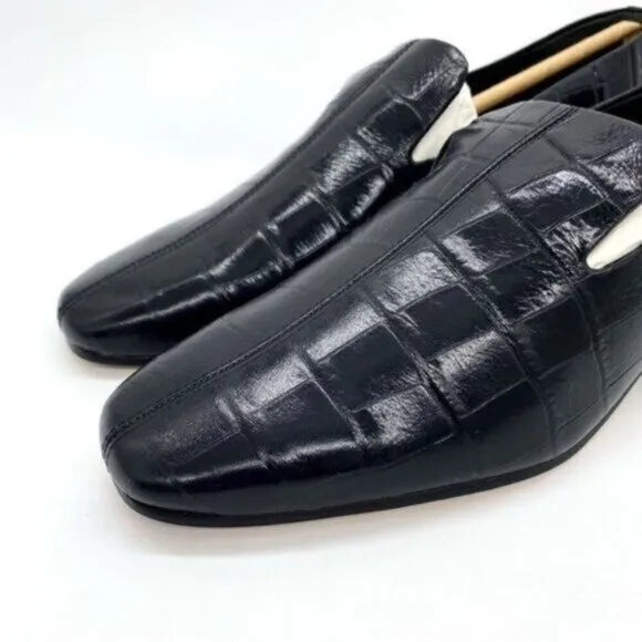Via Spiga Women's Baudelaire Loafer Black Embossed Leather New