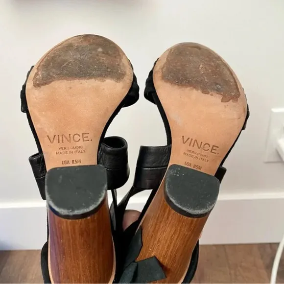 Vince Beatrice Leather &amp; Suede Wraparound Block Heel Sandals