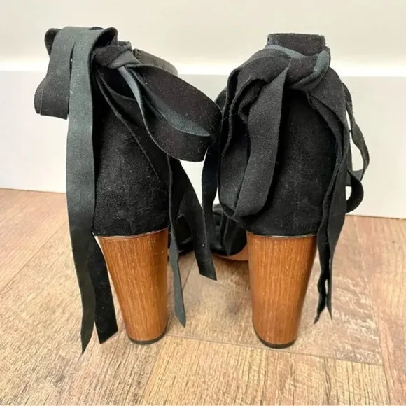 Vince Beatrice Leather &amp; Suede Wraparound Block Heel Sandals