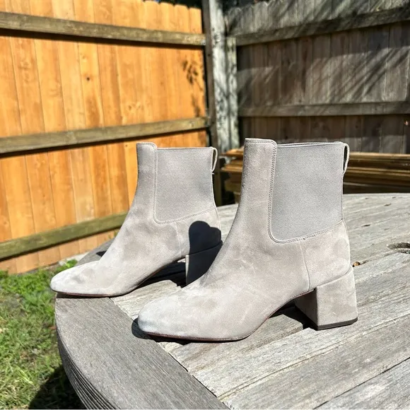 VINCE Blakely Ankle Boots  Suede‎ Block Heel Gray 7.5