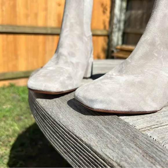 VINCE Blakely Ankle Boots  Suede‎ Block Heel Gray 7.5