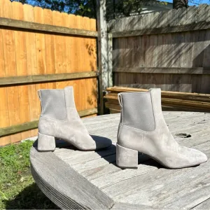 VINCE Blakely Ankle Boots  Suede‎ Block Heel Gray 7.5