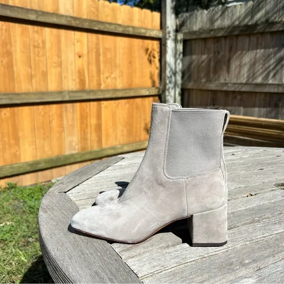VINCE Blakely Ankle Boots  Suede‎ Block Heel Gray 7.5