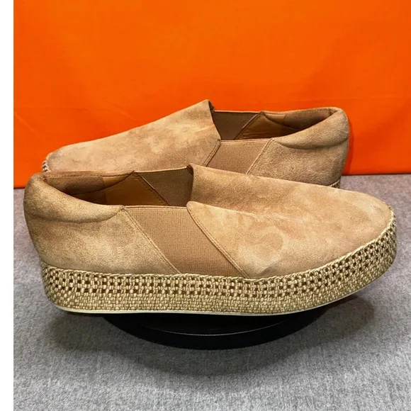 Vince Brown Winford Platform Espadrille Suede Size 8.5 EU 38.5 Pre Loved