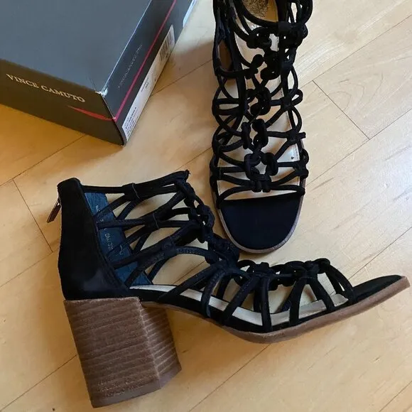 Vince Camuto BNWT sandals black &quot;karika&quot; leather sz 6.5