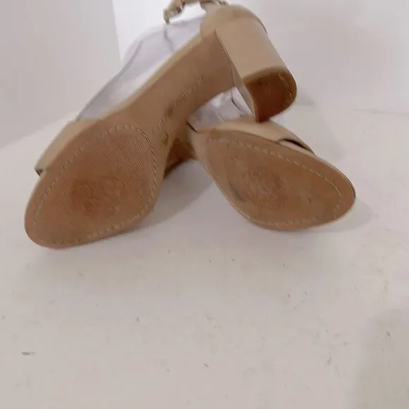 Vince Camuto Camel Leather Ankle Strap Heel Sandals Size 6