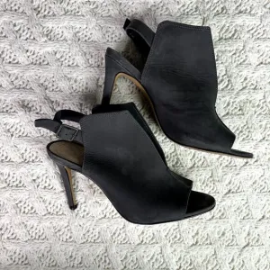 Vince Camuto Catina Gray Suede‎ Peep Toe Stiletto Heel Slingback Sandals Sz 7M