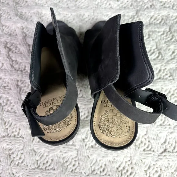 Vince Camuto Catina Gray Suede‎ Peep Toe Stiletto Heel Slingback Sandals Sz 7M