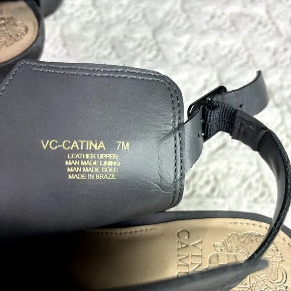 Vince Camuto Catina Gray Suede‎ Peep Toe Stiletto Heel Slingback Sandals Sz 7M