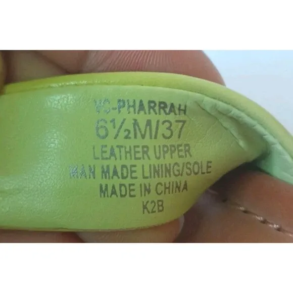 Vince Camuto Farrah Platform Sandals Shoes Size 6.5 Leather Green Wedge New