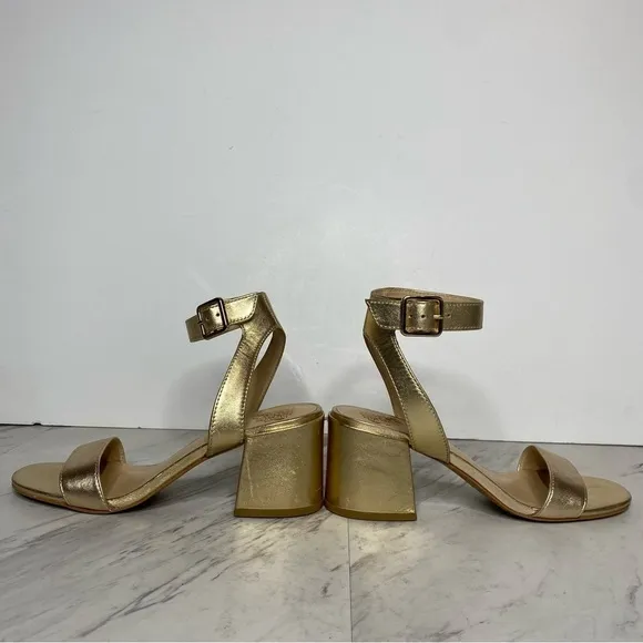 Vince Camuto Gidgena Gold Leather Heeled Sandal 7M