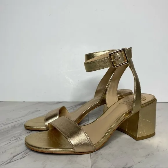 Vince Camuto Gidgena Gold Leather Heeled Sandal 7M