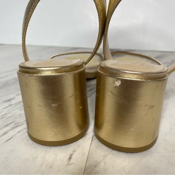 Vince Camuto Gidgena Gold Leather Heeled Sandal 7M