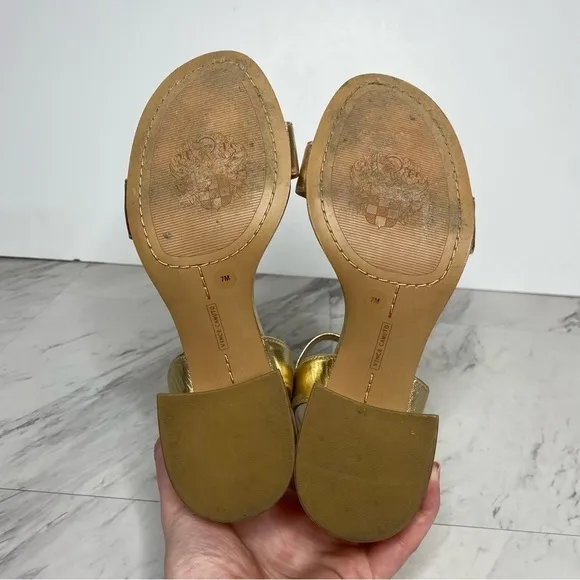 Vince Camuto Gidgena Gold Leather Heeled Sandal 7M