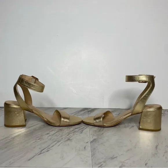 Vince Camuto Gidgena Gold Leather Heeled Sandal 7M