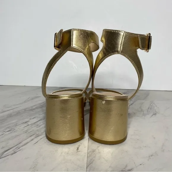 Vince Camuto Gidgena Gold Leather Heeled Sandal 7M