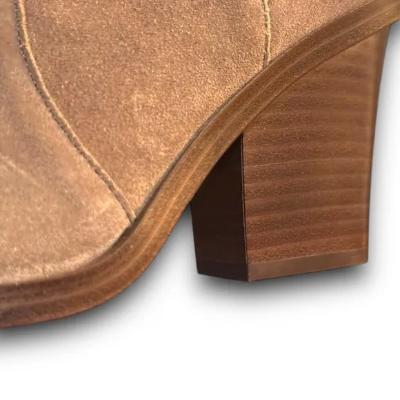 Vince Camuto Gradesha Suede Block Heel Ankle Boots - Cognac Brown - Size 6.5M/37
