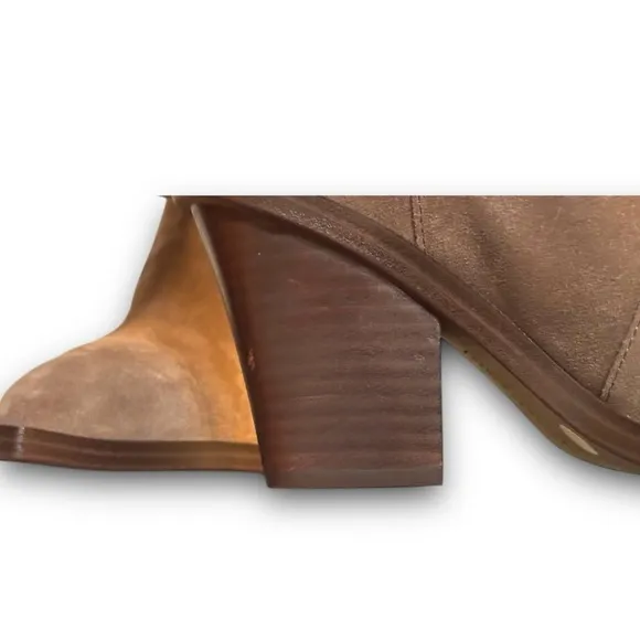 Vince Camuto Gradesha Suede Block Heel Ankle Boots - Cognac Brown - Size 6.5M/37