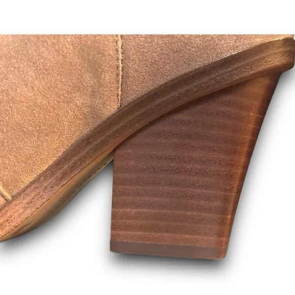 Vince Camuto Gradesha Suede Block Heel Ankle Boots - Cognac Brown - Size 6.5M/37