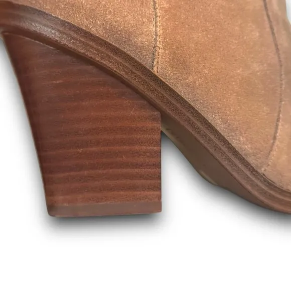 Vince Camuto Gradesha Suede Block Heel Ankle Boots - Cognac Brown - Size 6.5M/37