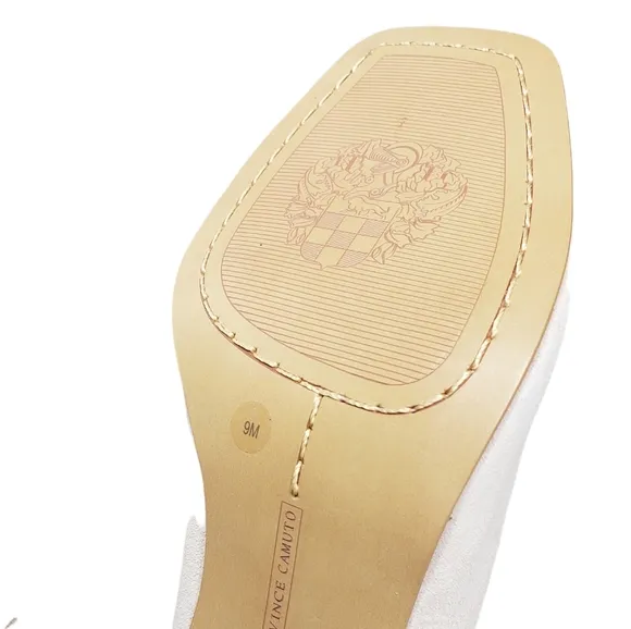 Vince Camuto Nahara Taupe laced zipback square toe Cuban heel sandals NWOT 9