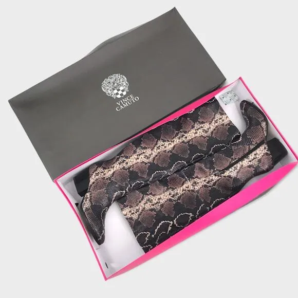 Vince Camuto Nestel Leather Knee-High Boots 6 Mauve Multi Snake Block Heel NIB