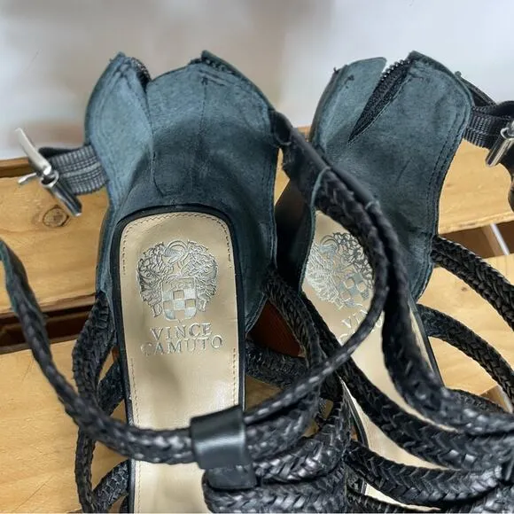 Vince Camuto Nissena black strappy block heel sandals size 11