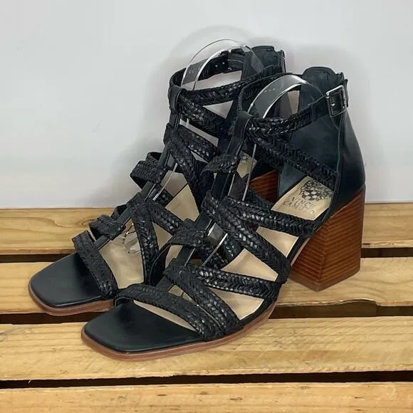 Vince Camuto Nissena black strappy block heel sandals size 11