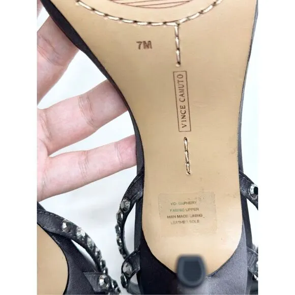 Vince Camuto Sandals Womens Size 7 Charcoal Ankle Strap High Heel