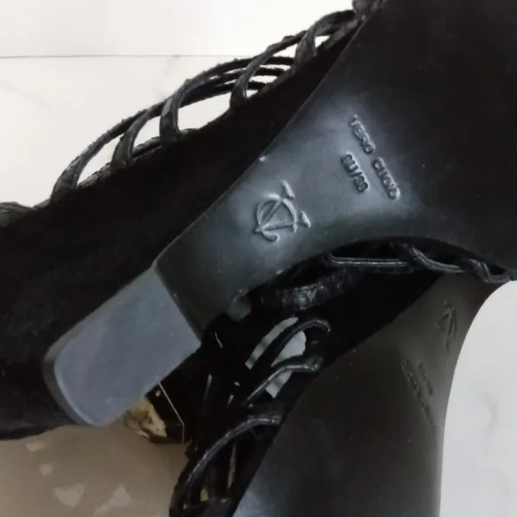 Vince Camuto Signature Emile Jeweled Genuine Leather/Snakeskin Wedge Sandals