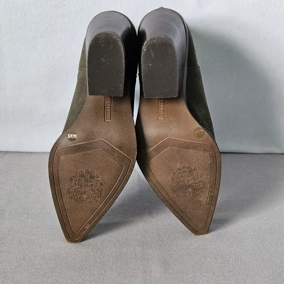 Vince Camuto VC-GIGIETTA Suede Ankle Boots Womens 8M Olive Green Pointed Toe