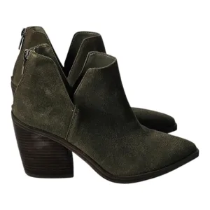 Vince Camuto VC-GIGIETTA Suede Ankle Boots Womens 8M Olive Green Pointed Toe
