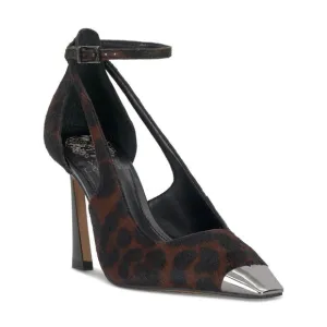 VINCE CAMUTO Womens Brown Metallic Padded Sachel Cap Toe Flare Pumps Shoes 9 M