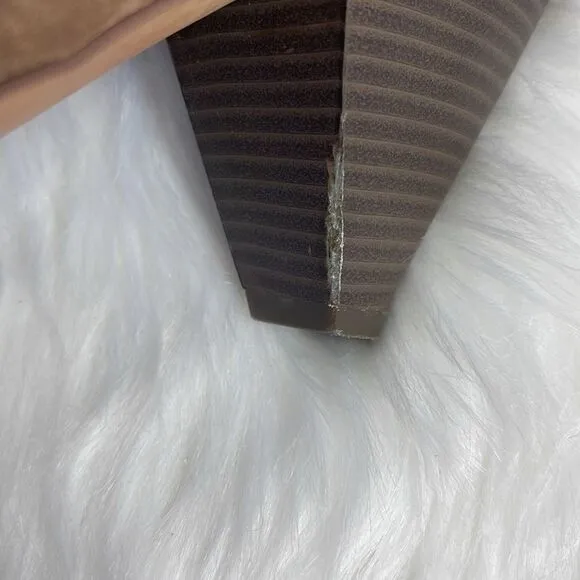 Vince Camuto Emmia Smoky Taupe Block Heel Side Zip Sandals Sz 11M