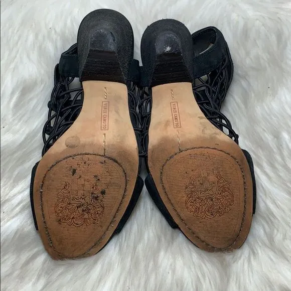Vince Camuto Esray Black Suede Sandals Sz 7