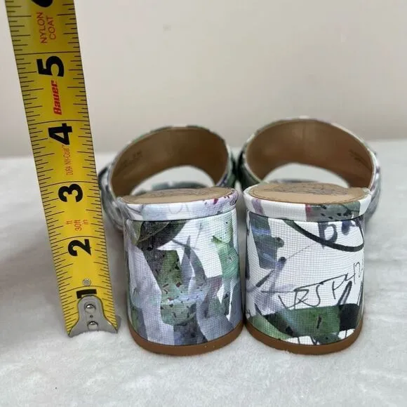 Vince Camuto Sharrey Printed Block Heel Sandals White and Green Design 8 Women