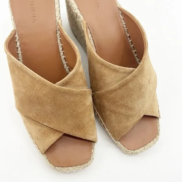 Vince Gaelan Wedge Jute Espadrille Suede Sandals size 8 Tan Camel NWOT