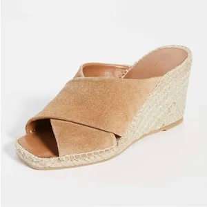 Vince Gaelan Wedge Jute Espadrille Suede Sandals size 8 Tan Camel NWOT