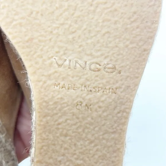 Vince Gaelan Wedge Jute Espadrille Suede Sandals size 8 Tan Camel NWOT