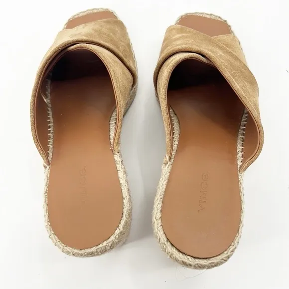 Vince Gaelan Wedge Jute Espadrille Suede Sandals size 8 Tan Camel NWOT